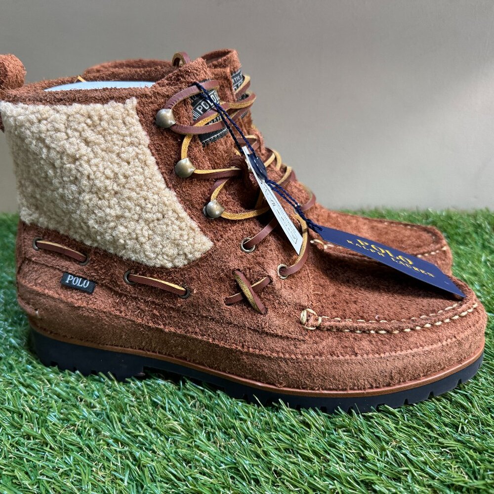 Polo Ralph Lauren Polo Country Ranger Boots Suede Faux Shearling Mens NEW